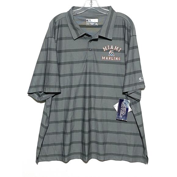 Miami Marlins Baseball True Fan Polo Shirt Mens 2XL Athleisure Preppy Casual NWT - Picture 1 of 9